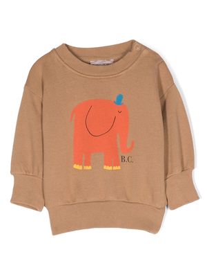 Bobo Choses elephant-print cotton sweatshirt - Brown