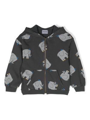 Bobo Choses elephant-print organic-cotton hoodie - Grey