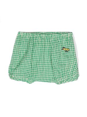 Bobo Choses embroidered-logo gingham shorts - Green