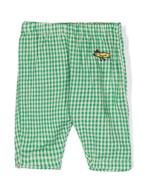 Bobo Choses embroidered-logo gingham trousers - Green