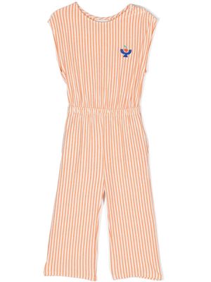 Bobo Choses embroidered-logo striped jumpsuit - Orange