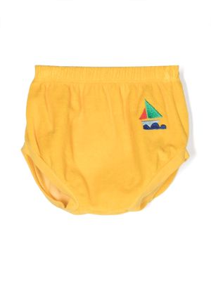 Bobo Choses embroidered-logo terry-cloth bloomers - Yellow