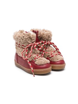 Bobo Choses faux-shearling lace-up ankle boots - Red