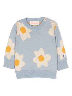 Bobo Choses floral intarsia-knit cotton jumper - Blue