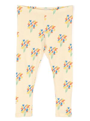 Bobo Choses floral-print cotton-blend leggings - Yellow