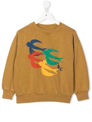 Bobo Choses Flying Birds-print organic cotton sweatshirt - Brown