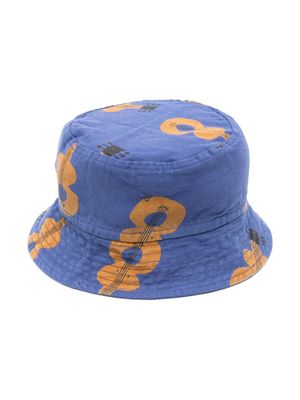 Bobo Choses guitar-print cotton bucket hat - Blue