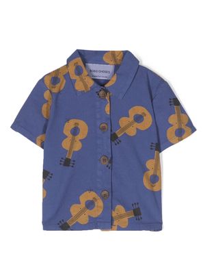 Bobo Choses guitar-print cotton shirt - Blue