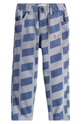Bobo Choses Kids' Check Print Nonstretch Cotton Denim Jeans in Blue