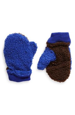 Bobo Choses Kids' Colorblock Faux Shearling Gloves in Cobalt