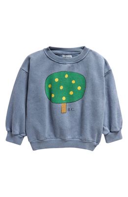 Bobo Choses Kids' Green Tree Organic Cotton Graphic Sweatshirt in Light Blue