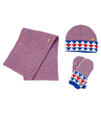 Bobo Choses Logo beanie, scarf, and mittens set