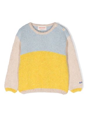 Bobo Choses logo-embroidered colour-block jumper - Yellow