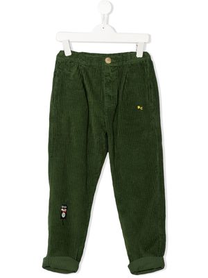 Bobo Choses logo-embroidered corduroy trousers - Green