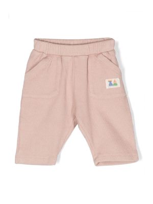 Bobo Choses logo-patch ribbed-knit trousers - Pink