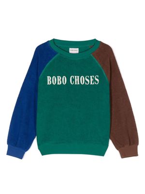 Bobo Choses logo-print colour-block sweatshirt - Green