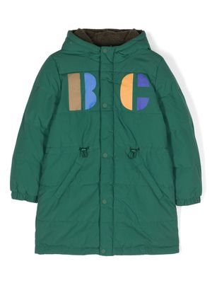 Bobo Choses logo-print padded hooded jacket - Green