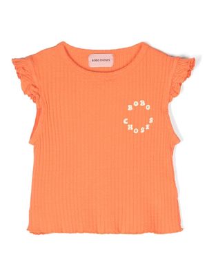 Bobo Choses logo-print ruffled T-shirt - Orange