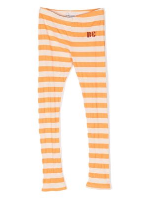 Bobo Choses logo-print striped ribbed leggings - Yellow