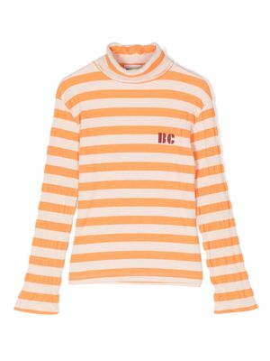 Bobo Choses logo-print striped ribbed T-shirt - Orange