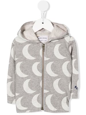 Bobo Choses moon-print zip-up hoodie - Grey