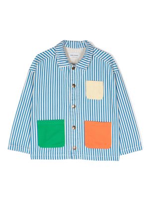 Bobo Choses patchwork striped shirt jacket - Neutrals