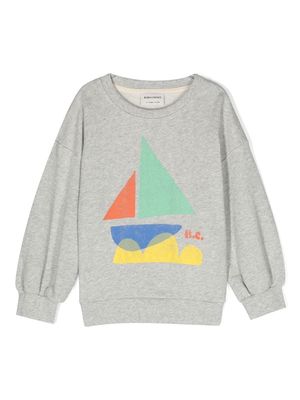 Bobo Choses Sail Boat-print sweatshirt - Grey