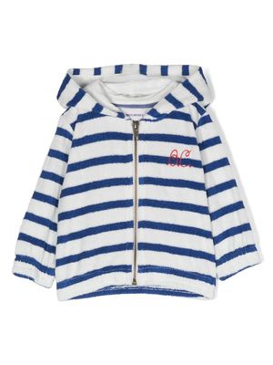 Bobo Choses striped embroidered-logo hoodie - Blue