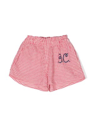 Bobo Choses Vichy-pattern elastic-waist shorts - Pink