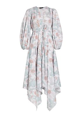 Boca Dulce Floral Linen-Blend Handkerchief Dress
