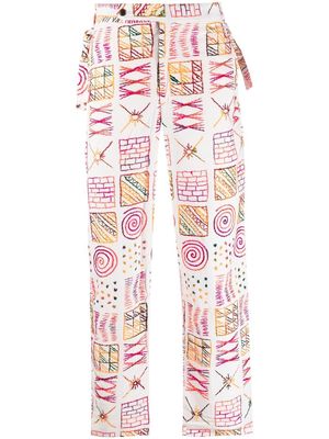BODE abstract-pattern trousers - White