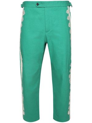 BODE appliqué-detailing cotton trousers - Green