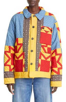 Bode Blazing Star Quilted Cotton Jacket in Primary Multi