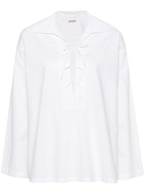 BODE Bonnie lace-up cotton shirt - Neutrals