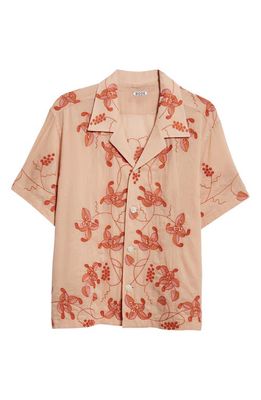 Bode Bougainvillea Embroidered Camp Shirt in Pink