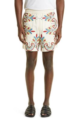 Bode Carnival Embroidered Cotton Shorts in Ecmlt