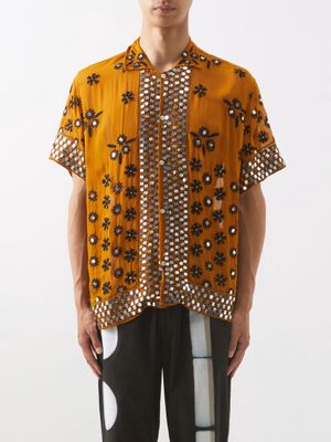 Bode - Chunni Embroidered Crepe Shirt - Mens - Brown