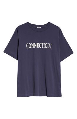 Bode Connecticut Cotton Graphic T-Shirt in Navy