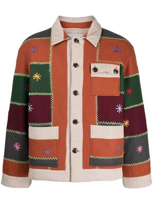 BODE contrast-stitching patchwork shirt jacket - Brown