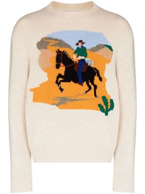 BODE cowboy intarsia knitted jumper - Neutrals