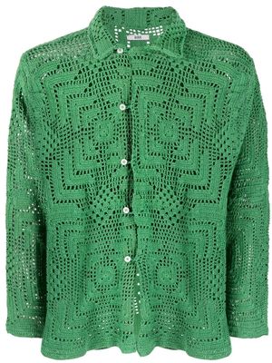 BODE crochet-design button jacket - Green