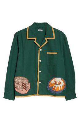 Bode Dessert Appliqué Button-Up Shirt in Green Multi