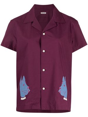 BODE Doberman-appliqué cotton shirt - Purple