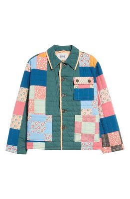 Bode Dotted Daisy Patchwork Quilted Cotton Workwear Jacket in Multi
