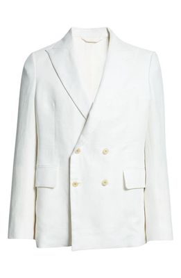 Bode Double Breasted Linen Blazer in Ivory
