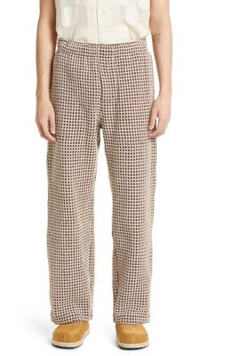 Bode Duo Waffle Knit Linen Pants in Brown Cream