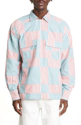 Bode East Coast Stripe Cotton Pullover in Blue Red