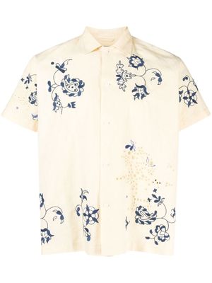BODE embroidered floral shirt - Neutrals