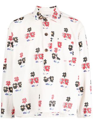BODE embroidered flowers long-sleeve shirt - White