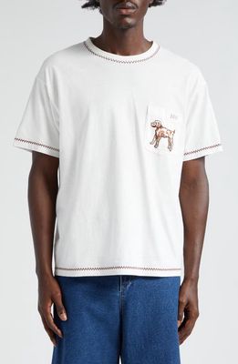 Bode Embroidered Griffon Cotton T-Shirt in White